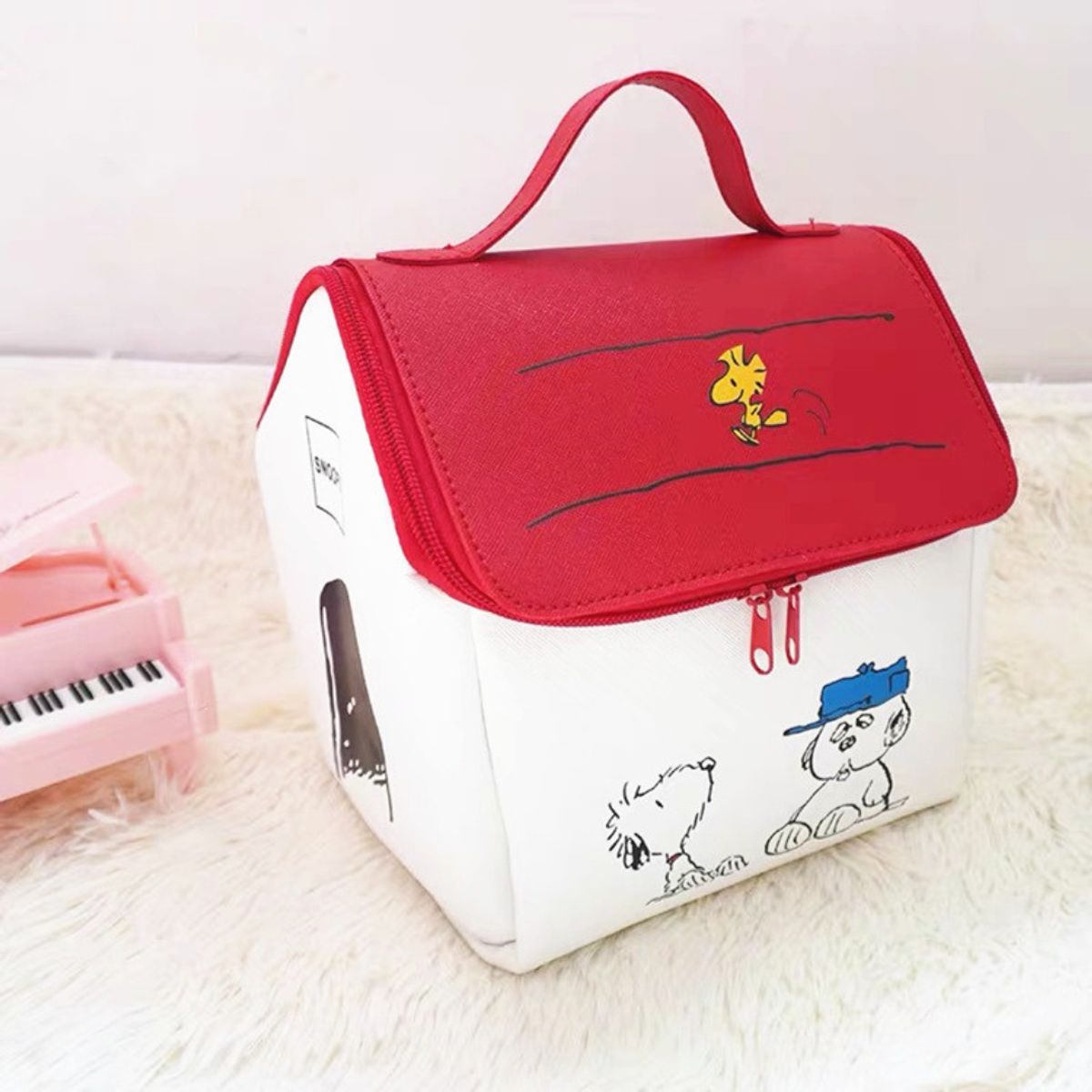 SNOOPY - SNOOPY NECESER DE MAQUILLAJE BOLSA DE COSMÉTICOS - TECHO ROJO