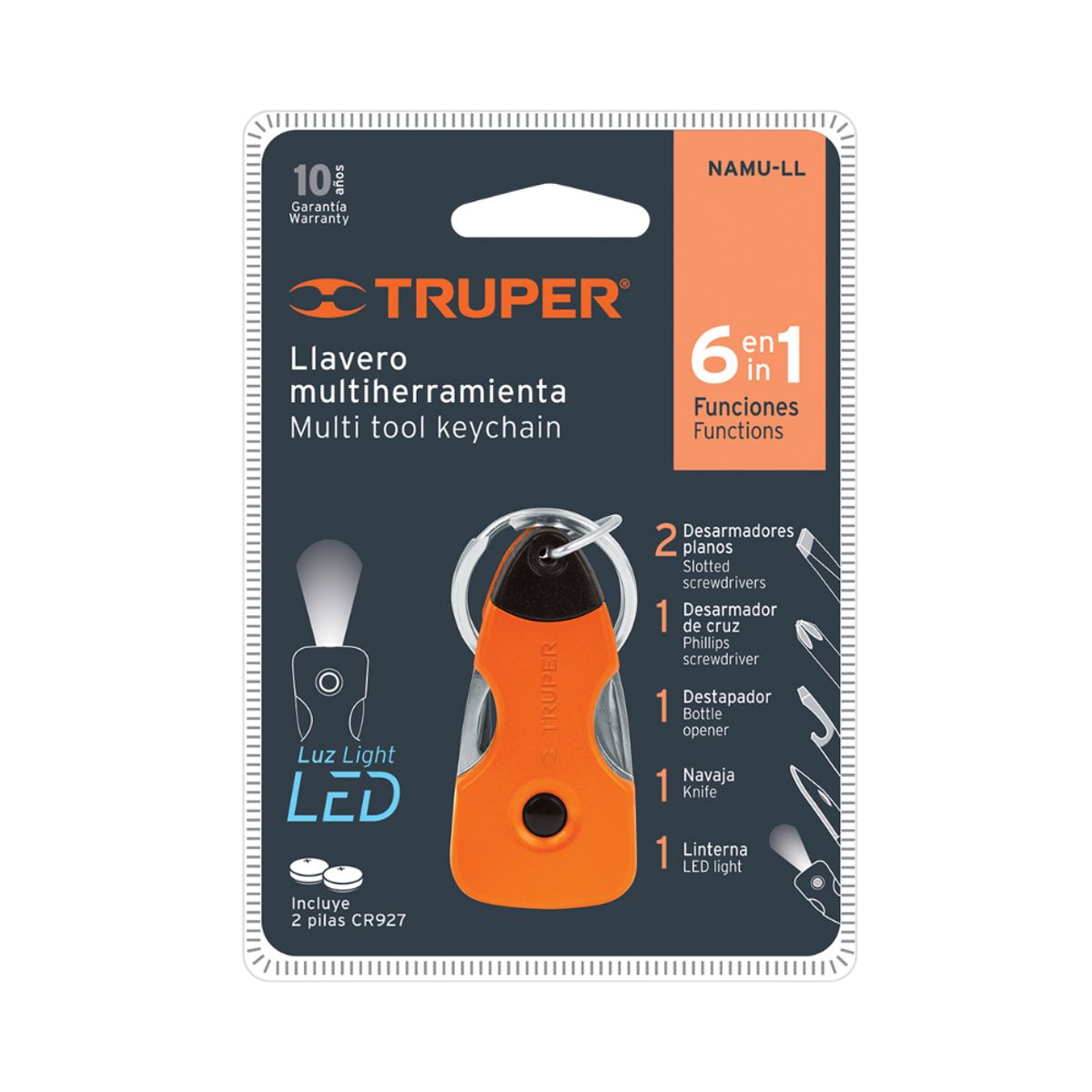 TRUPER - Llavero Multiherramienta 6 en 1 NAMU-LL