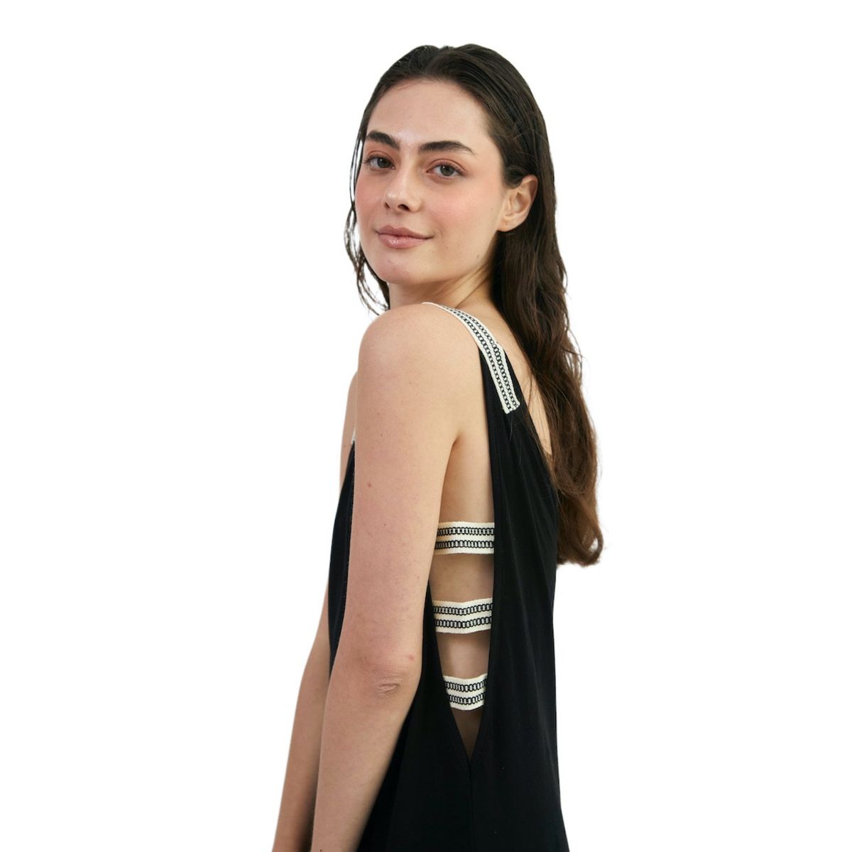 PERMUTA - Salida de playa midi algodon Eva Negro Permuta