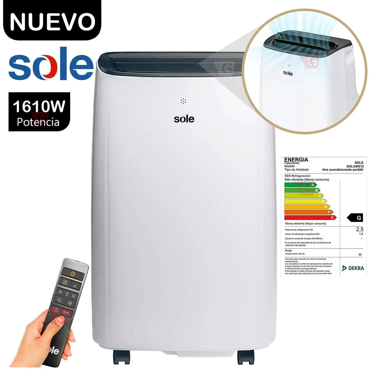 SOLE - Aire Acondicionado Portátil Sole 12 KBTU SOLAIR012