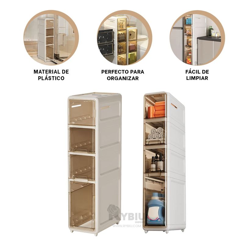 RYBIU IMPORT - Closet Ordenador de 4 Niveles Blanco Y+Ligas de Regalo