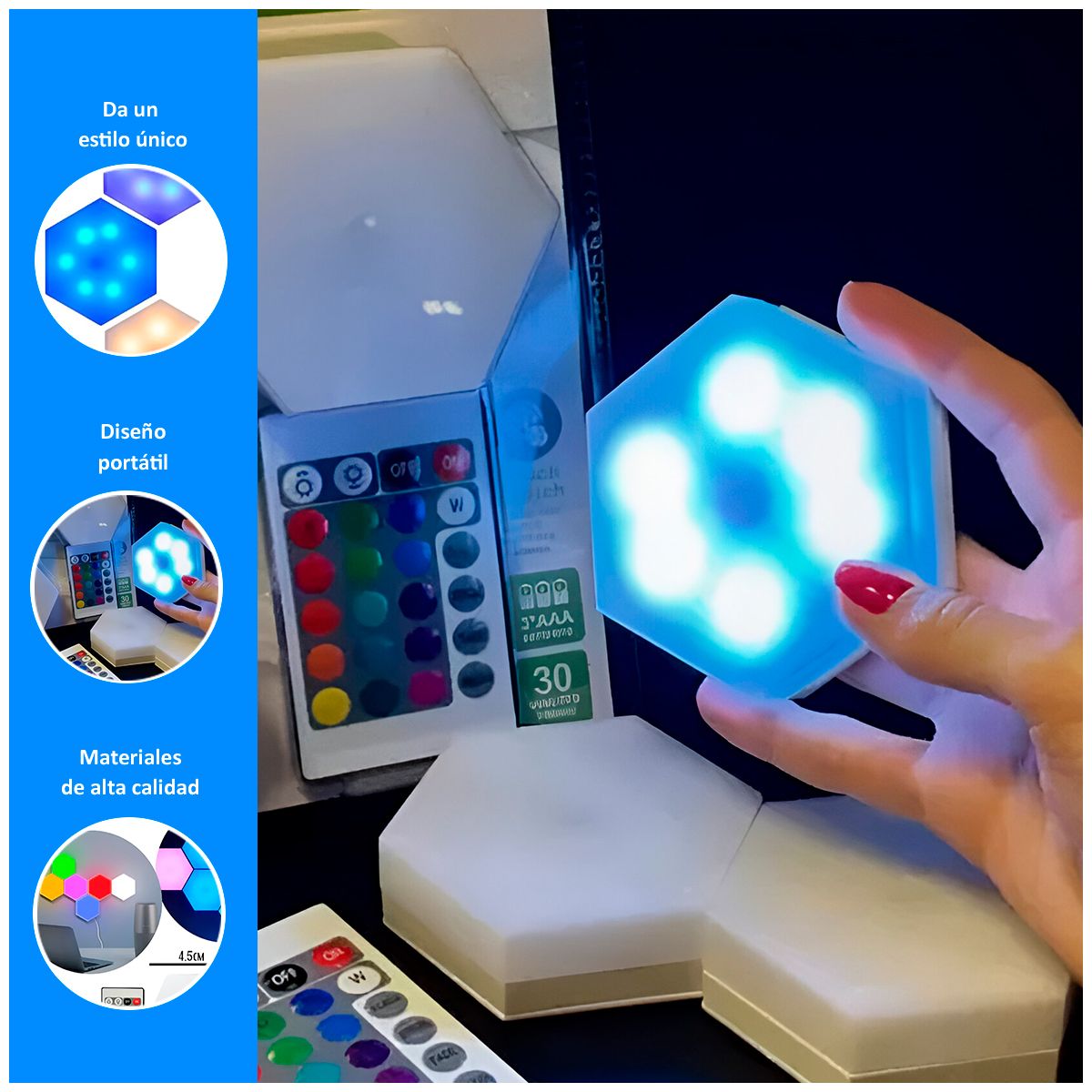 GENERICO - Luz Led Hexagonal Modular Rgb Decorativo