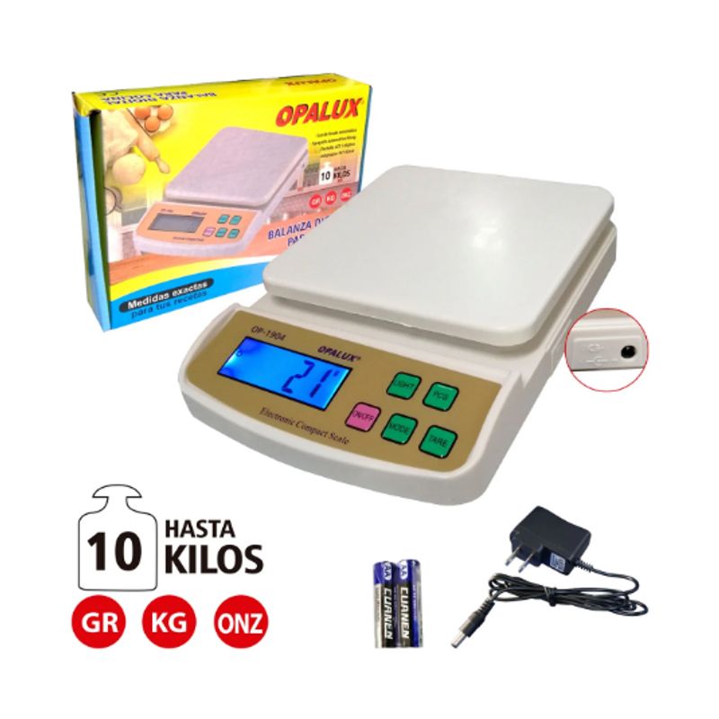 OPALUX - Balanza Digital Gramera 10Kg OP-1904 OPALUX