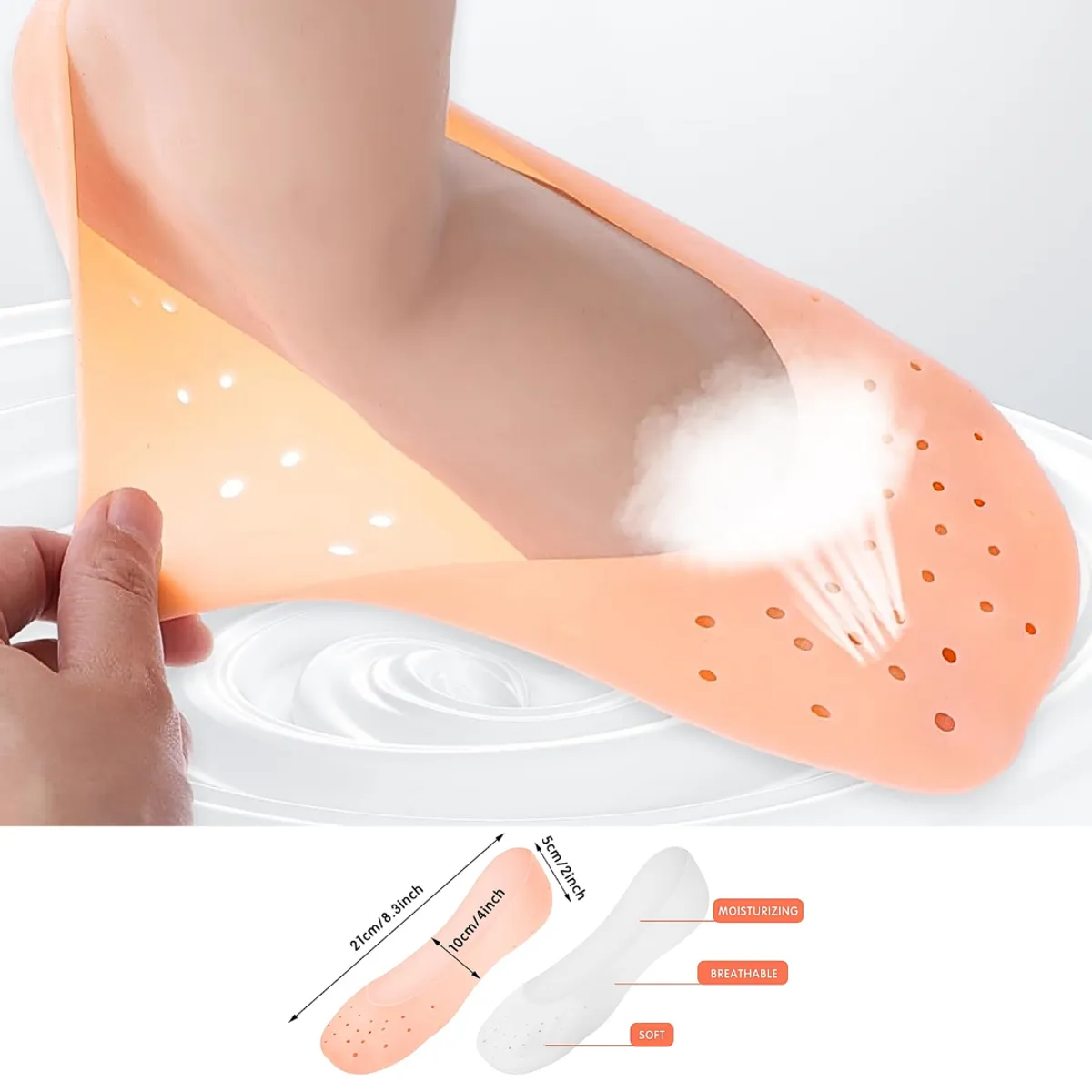 GENERICO - Medias calcetín gel silicona hidratante spa pie unisex