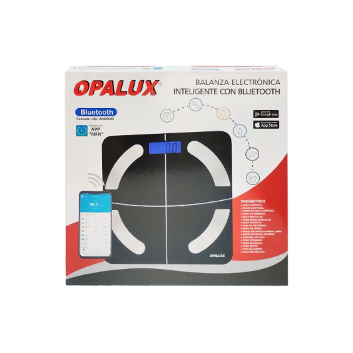 OPALUX - Balanza Digital Inteligente Bluetooth OP-F60BK OPALUX