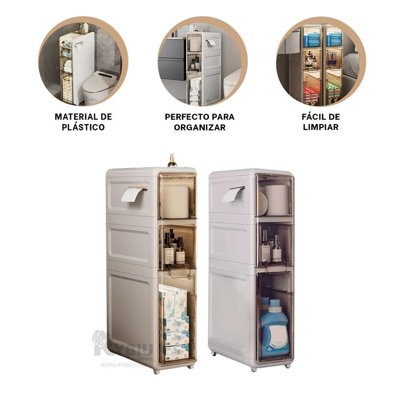 GENERICO - Closet Ordenador de 3 Niveles Blanco Y+Ligas de Regalo