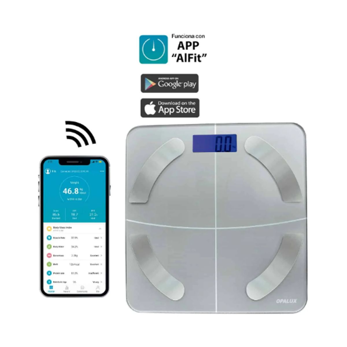 OPALUX - Balanza Digital Inteligente Bluetooth OP-F60SL OPALUX