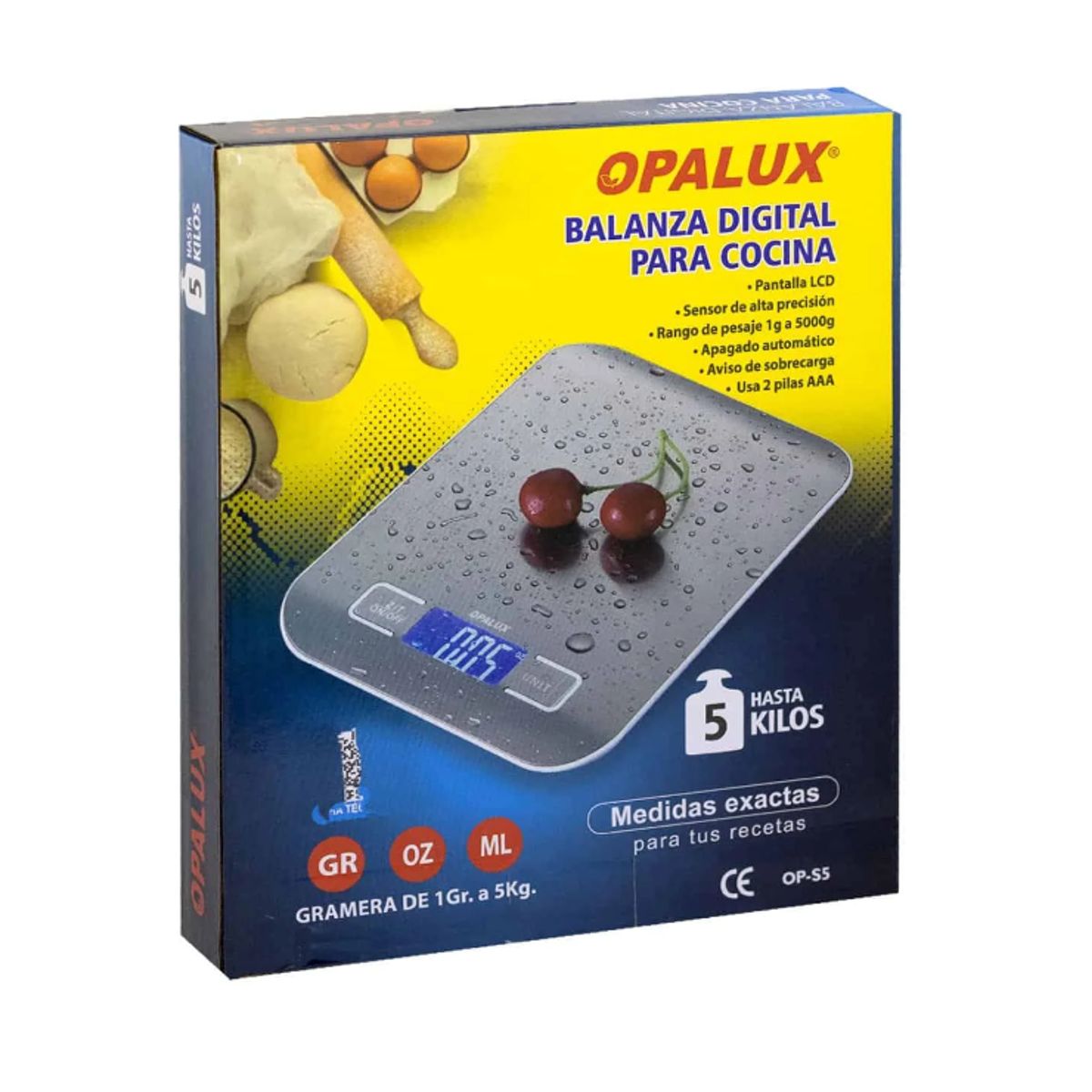 OPALUX - Balanza Digital para Cocina 5Kg OP-S5 OPALUX