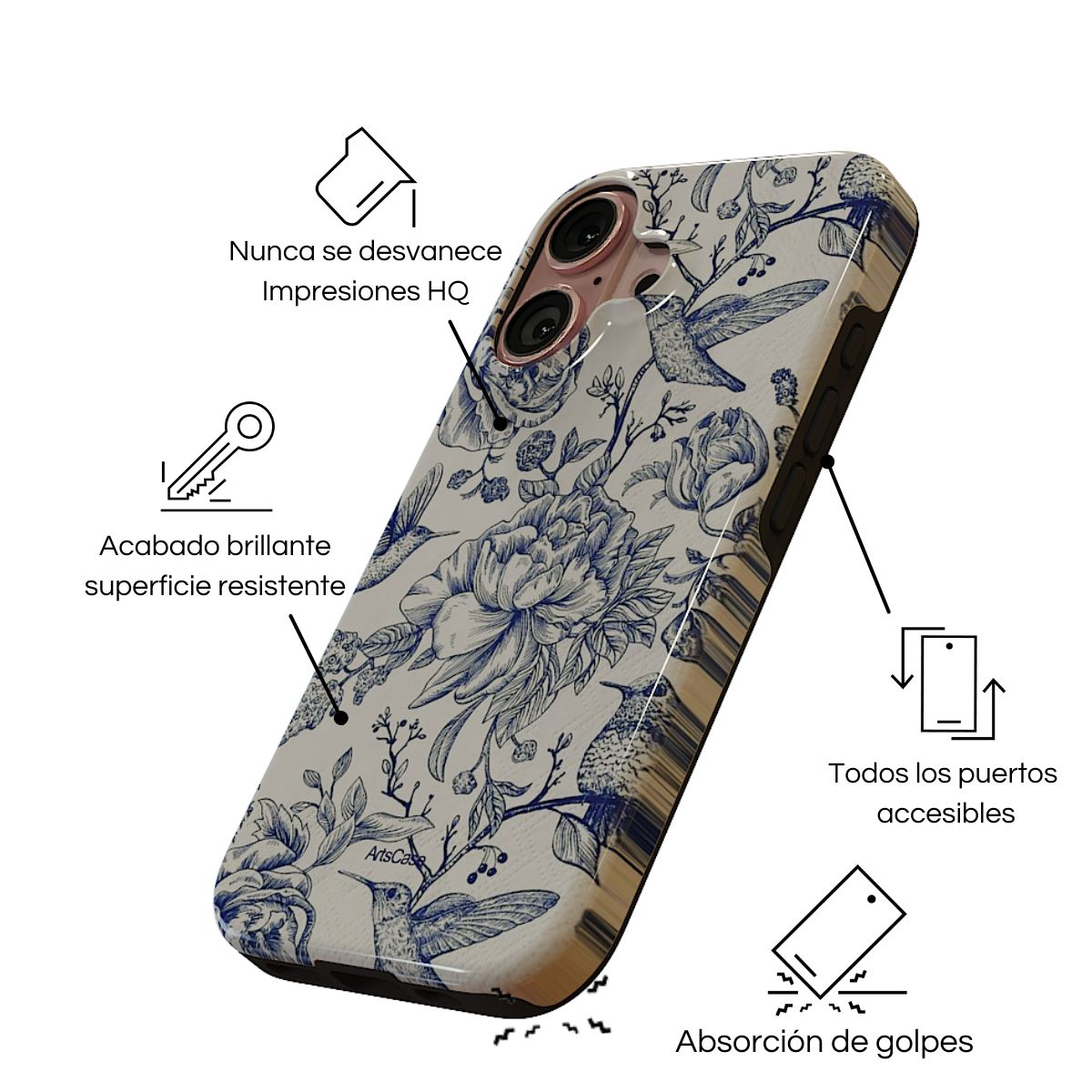 ARTSCASE - Case iphone 12   12 Pro Blue Flowers ArtsCase
