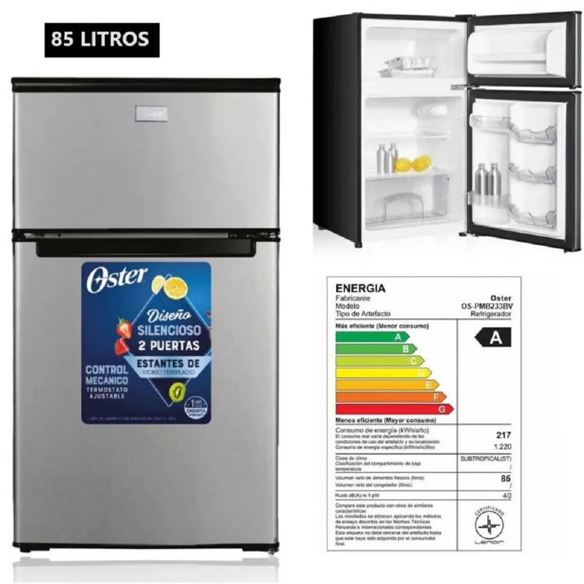 OSTER - Frigobar OSTER 85L OS-PMB233BV Silver