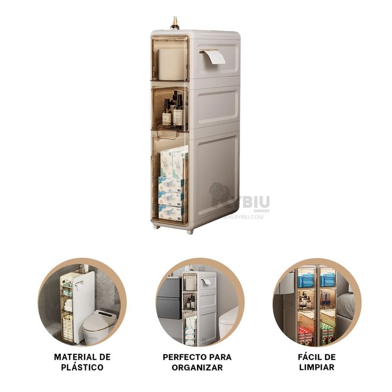 GENERICO - Closet Facil de 3 Niveles Blanco Y+Regalo Ligas para Peinar