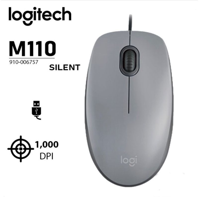 LOGITECH - Mouse Logitech M110 Silent- Color Gris