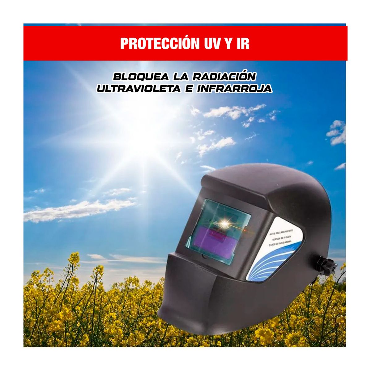 GENERICO - Casco Careta Fotosensible Oscurecimiento Automático