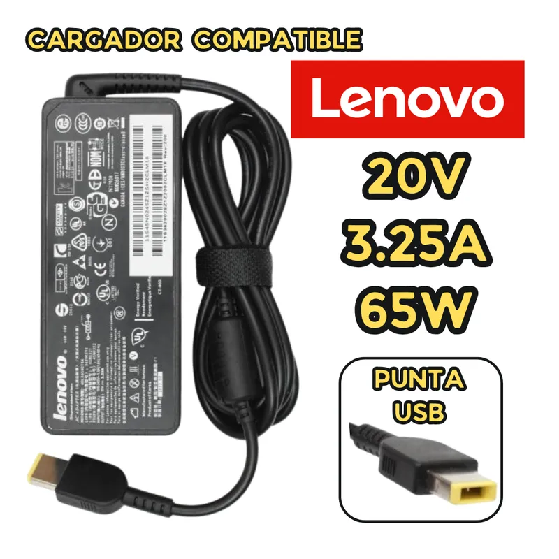 GENERICO - CARGADOR PARA LAPTOP LENOVO 20V 325A PUNTA USB