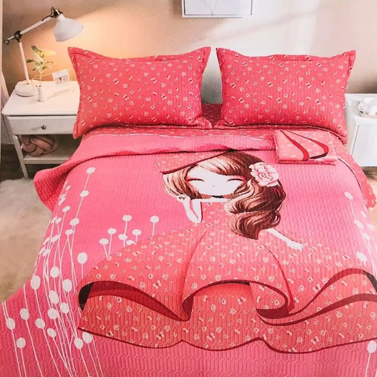 CUTE - CUBRECAMA  PARA NIÑA EN 1.5 PLAZAS