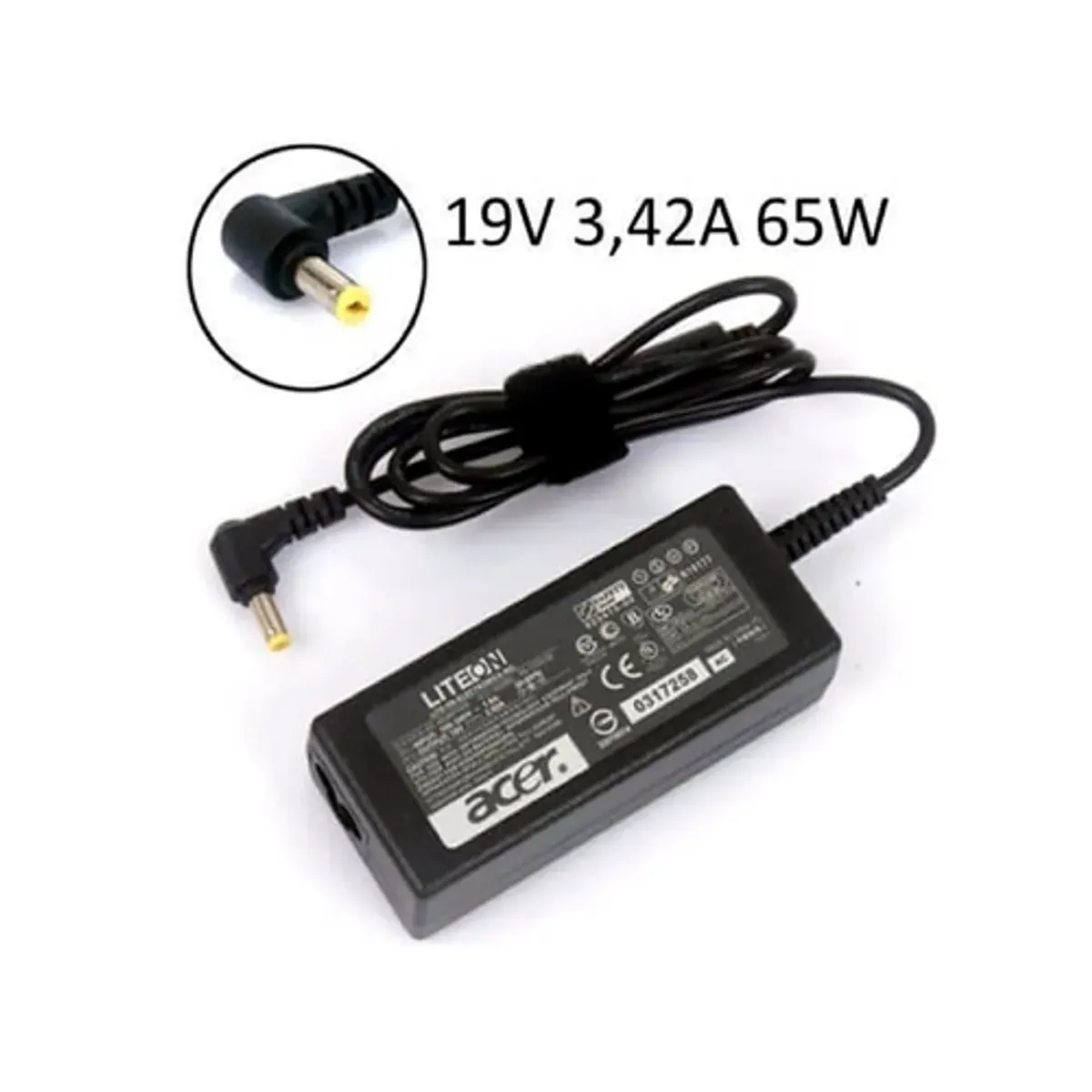 GENERICO - CARGADOR PARA LAPTOP ACER 19V 3.42A  65W PUNTA 5.5*1.7 PUNTA AMARILLA