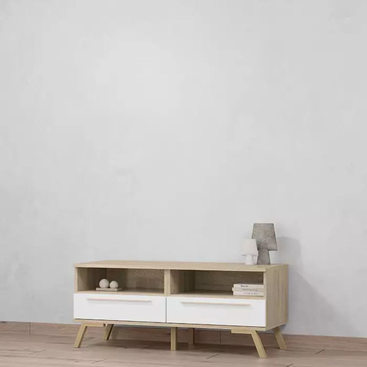 TU MESITA - Aparador bajo 2 cajones Belucci color HayaBlanco TU MESITA