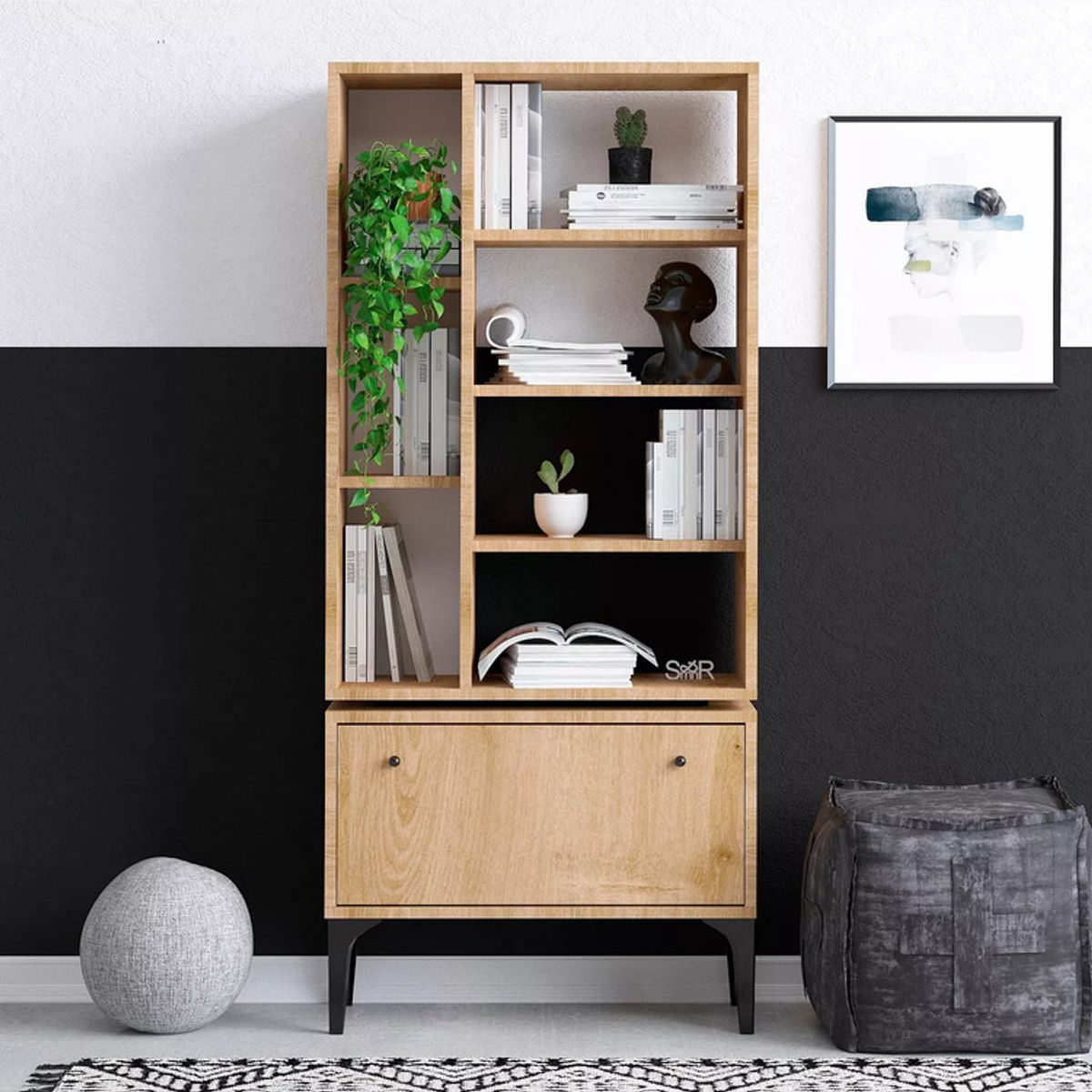 TU MESITA - Aparador alto 1 puerta + repisa Ventro color Macadamia TU MESITA