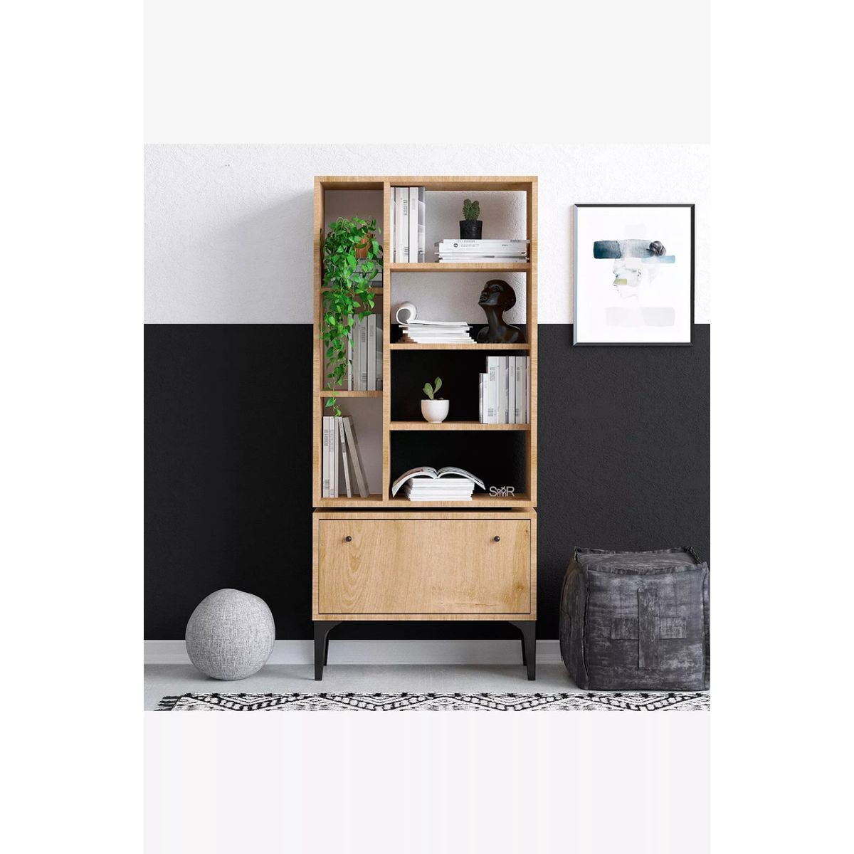 TU MESITA - Aparador alto 1 puerta + repisa Ventro color Macadamia TU MESITA