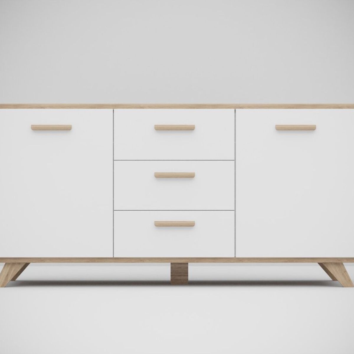 TU MESITA - Aparador Moderno Kate color BlancoDuna 3 cajones 2 puertas TU MESITA