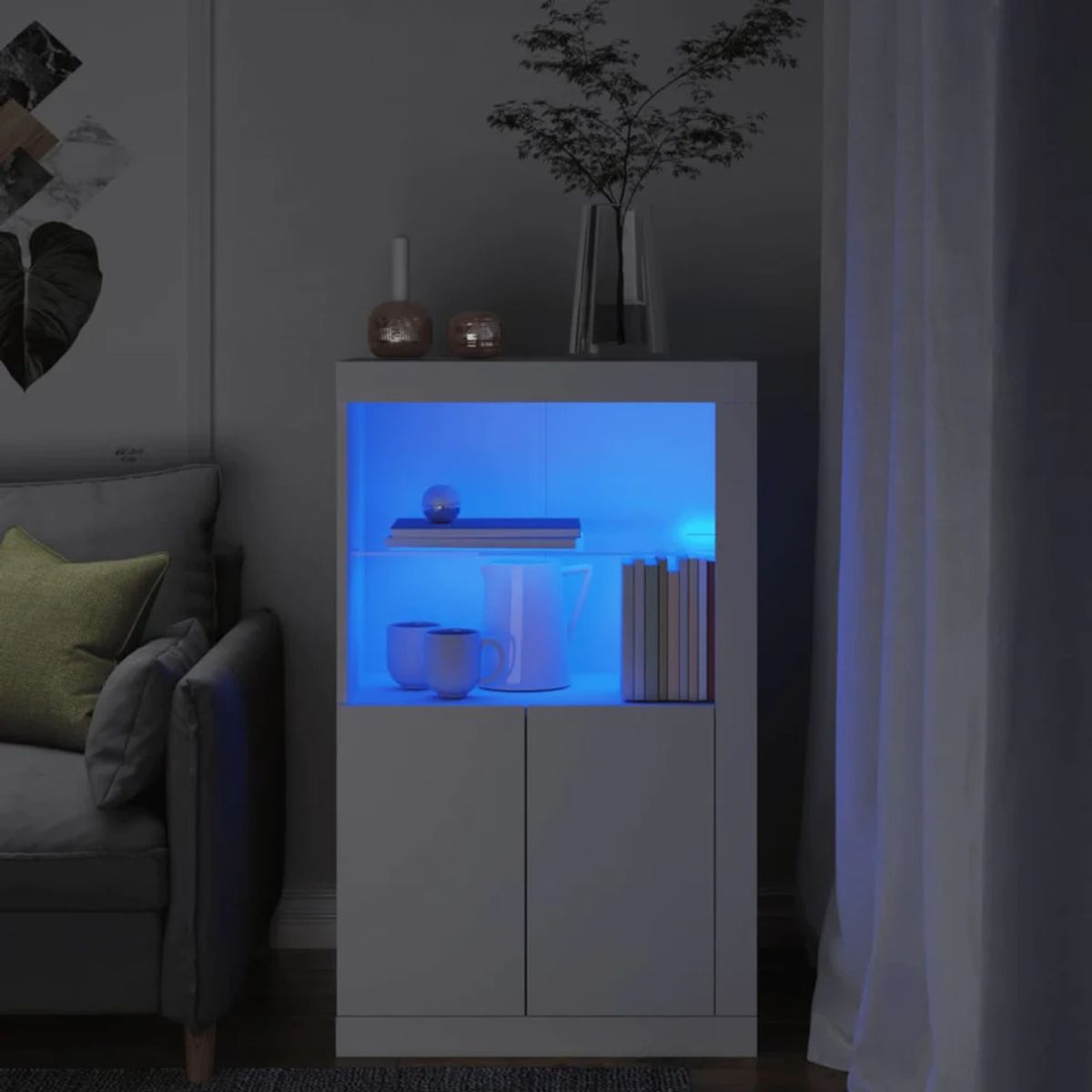 TU MESITA - Aparador Clásico Jones luces LED 2 puertas TU MESITA color Blanco