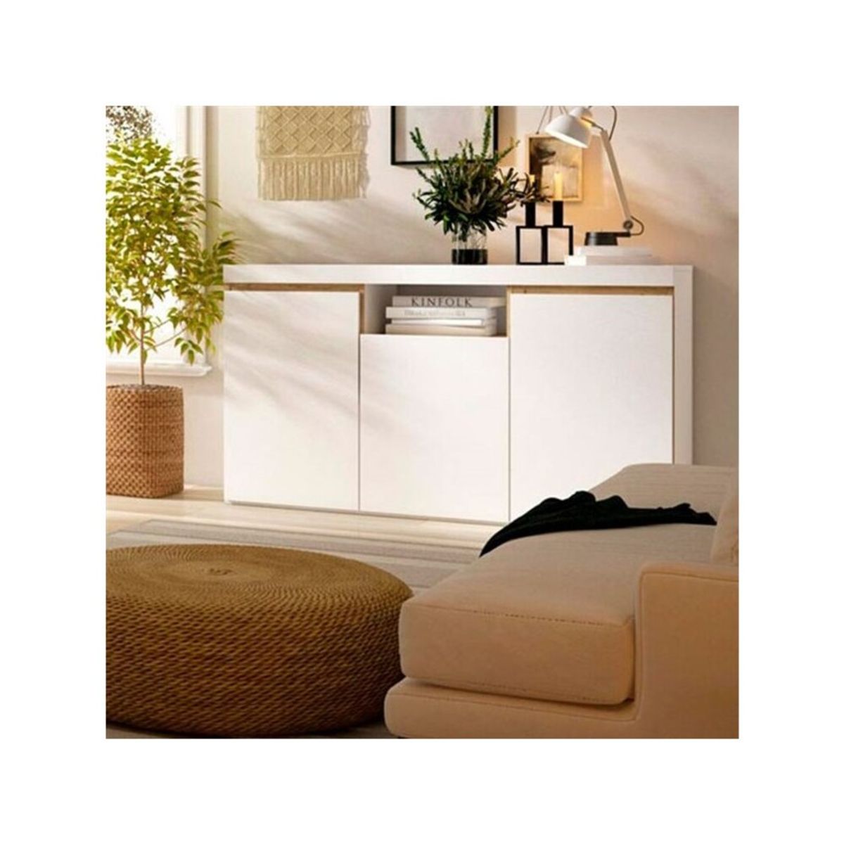 TU MESITA - Aparador Moderno Elis color Blanco 3 puertas TU MESITA