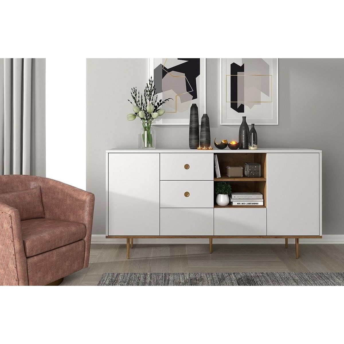 TU MESITA - Aparador Moderno Celta 4 cajones 2 puertas TU MESITA