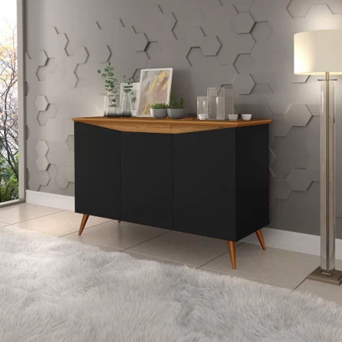 TU MESITA - Aparador Vajillero Vintage Reyes 100cm NegroMarrón TU MESITA