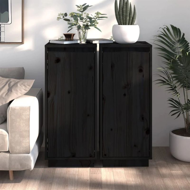 TU MESITA - Aparador Vertical Lula set x2 color Negro 1 puerta TU MESITA