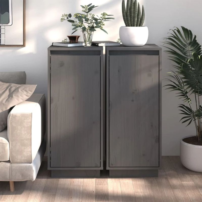 TU MESITA - Aparador Vertical Lula set x2 color Gris oscuro 1 puerta TU MESITA
