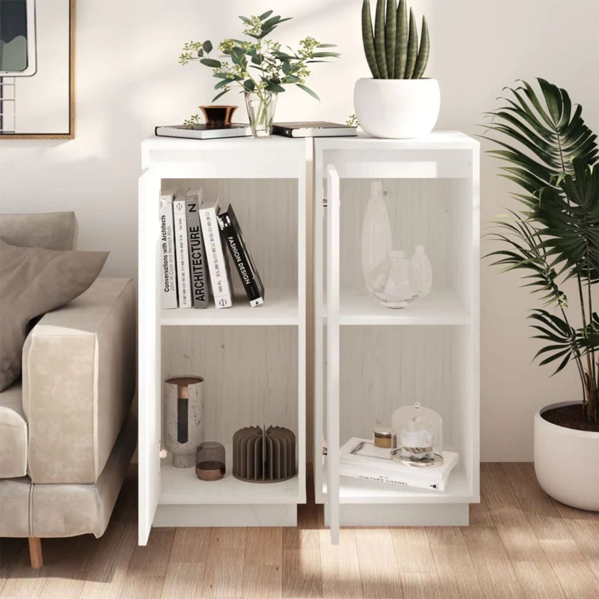 TU MESITA - Aparador Vertical Lula set x2 color Blanco 1 puerta TU MESITA