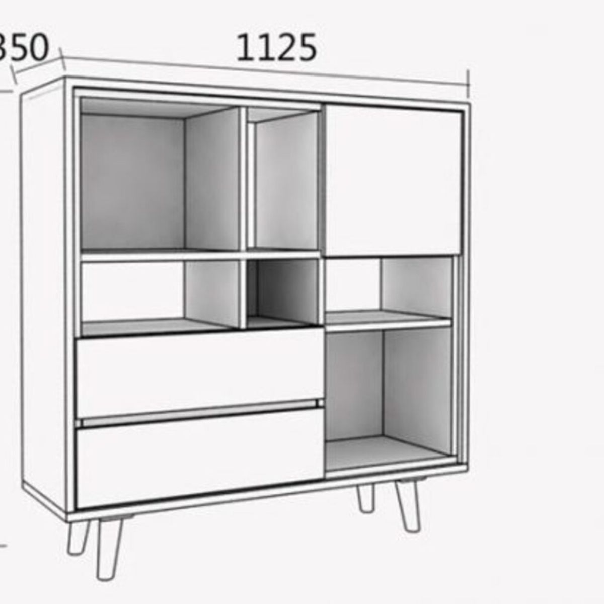 TU MESITA - Aparador Vintage Paulo 2 Cajones 1 Puerta TU MESITA