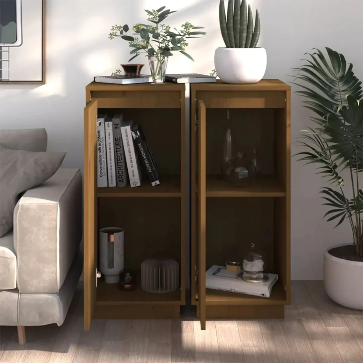 TU MESITA - Aparador Vertical Lula set x2 color Marrón 1 puerta TU MESITA