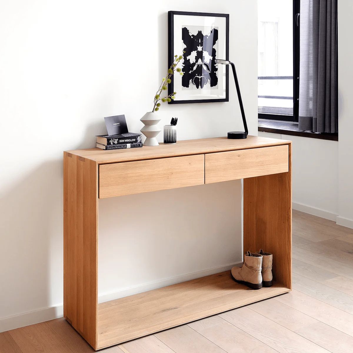 TU MESITA - Consola Nórdica Simón color Haya 2 cajones TU MESITA