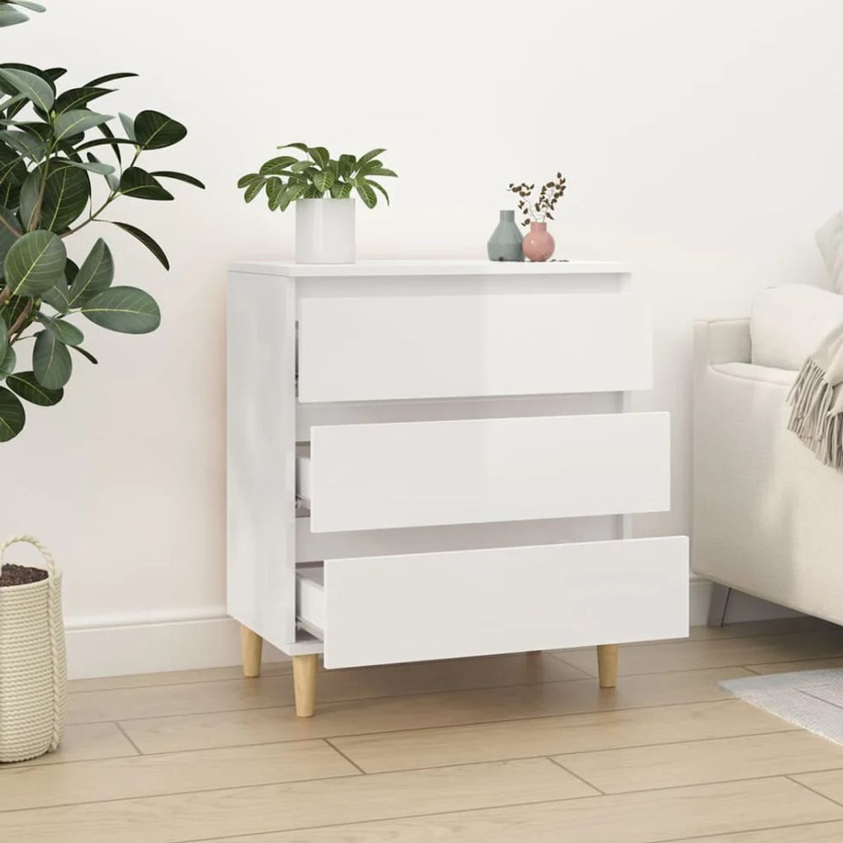 TU MESITA - Cómoda Aparador Atenas color Blanco 3 cajones TU MESITA