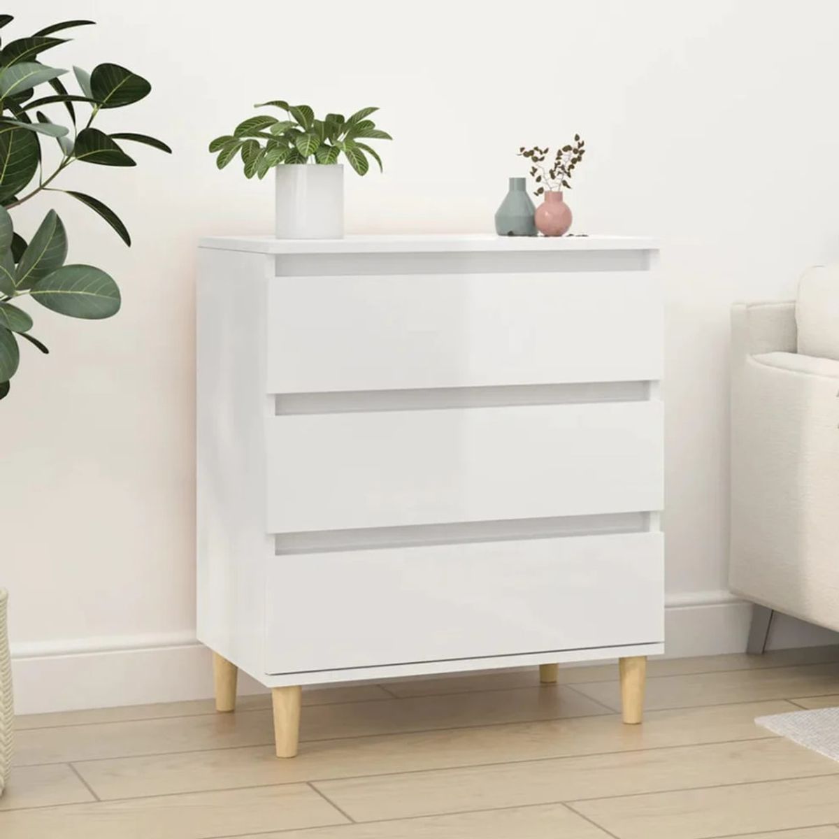 TU MESITA - Cómoda Aparador Atenas color Blanco 3 cajones TU MESITA
