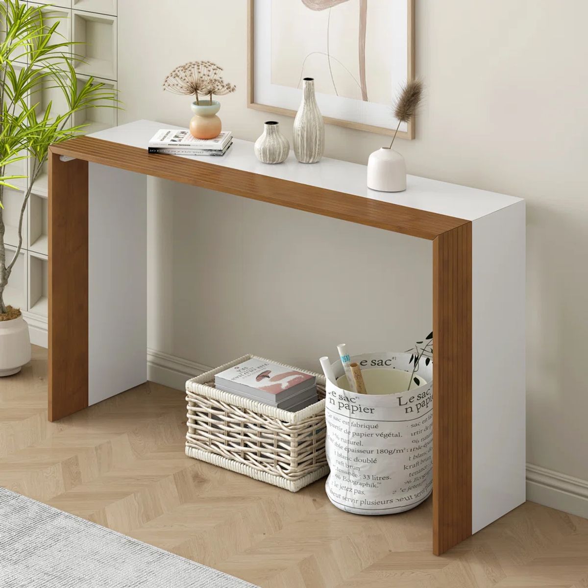 TU MESITA - Moderna Consola Michigan Color BlancoMarrón TU MESITA