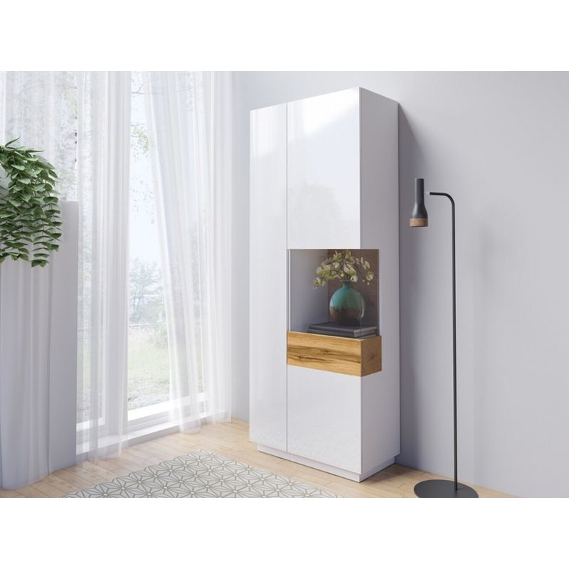 TU MESITA - Vitrina Alta Silke color BlancoDuna 2 puertas TU MESITA