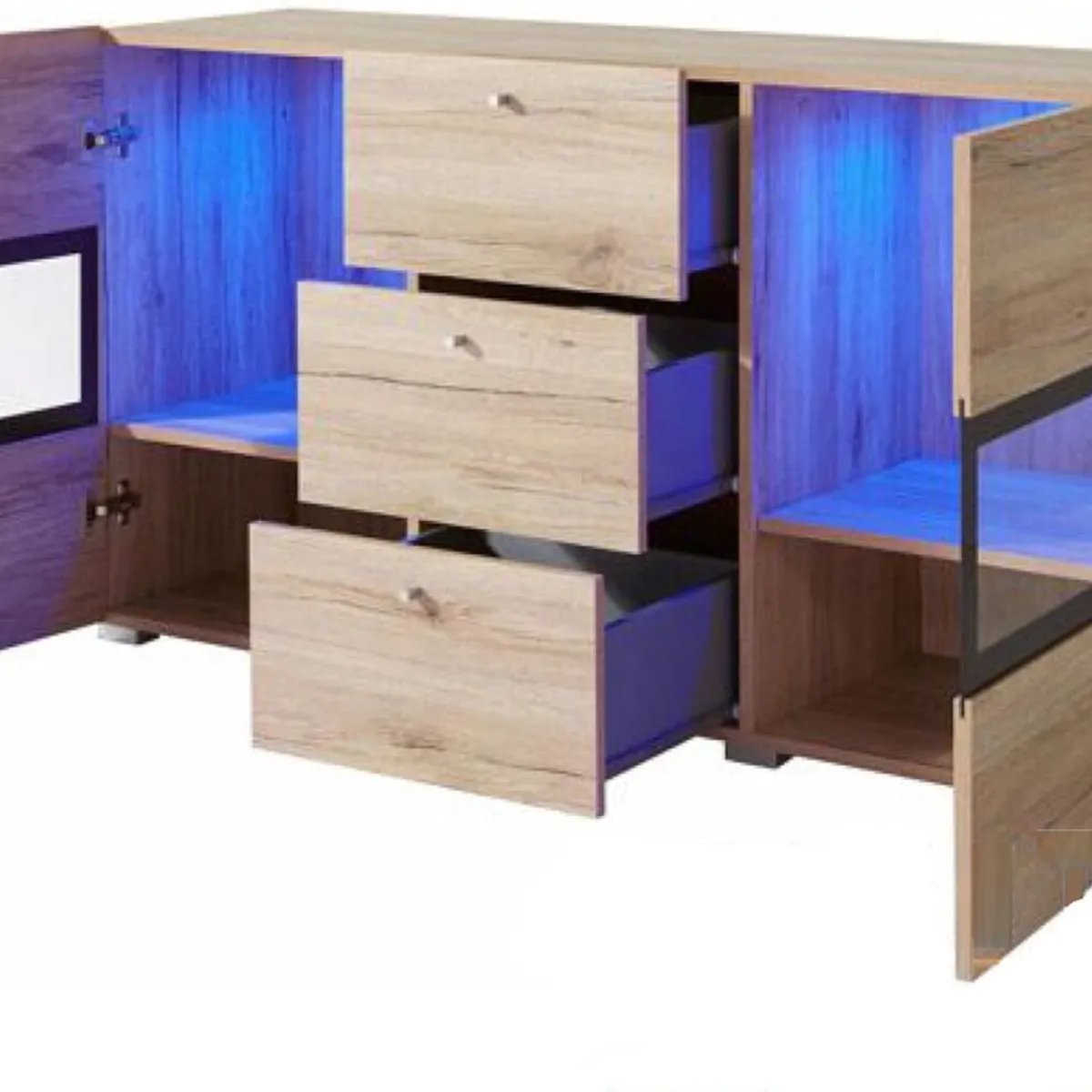 TU MESITA - Vitrina Rústica Babel con LED color Marrón TU MESITA 3 cajones