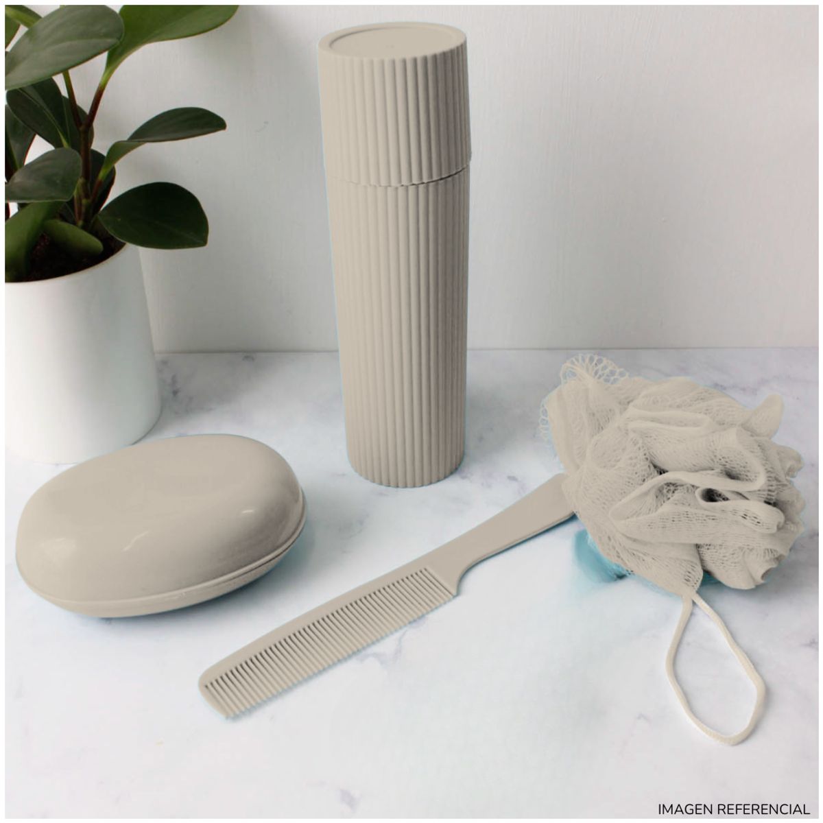 INSPIRA MARKET - Juego de baño jabonera porta cepillo peine portatil