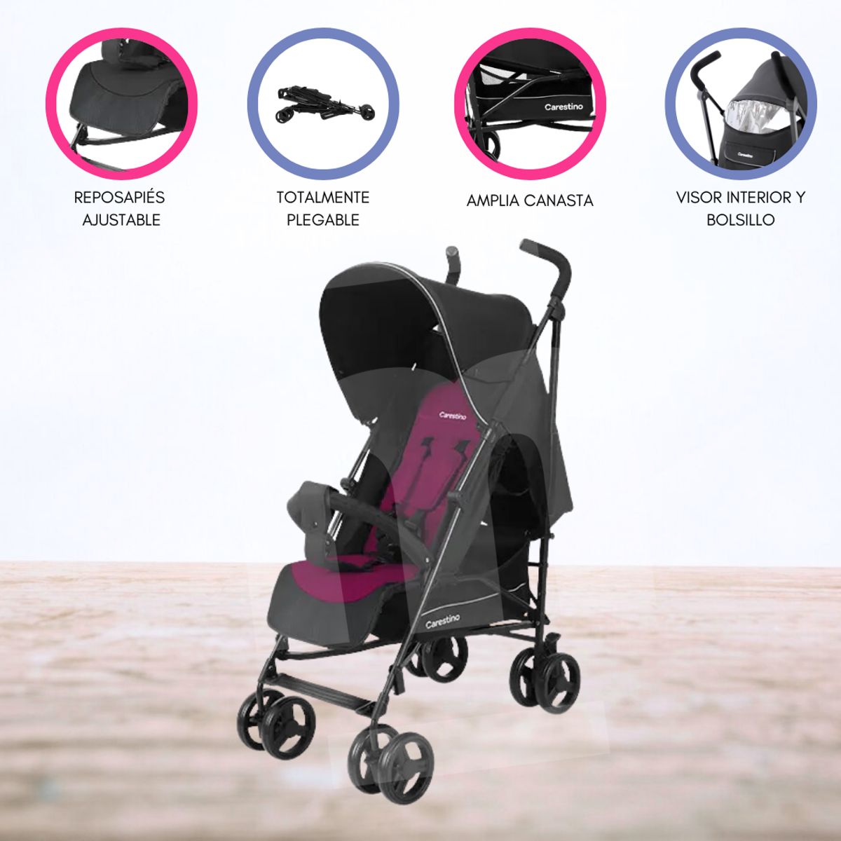 EBABY - Coche Baston Plegable «CAPRI» Mora