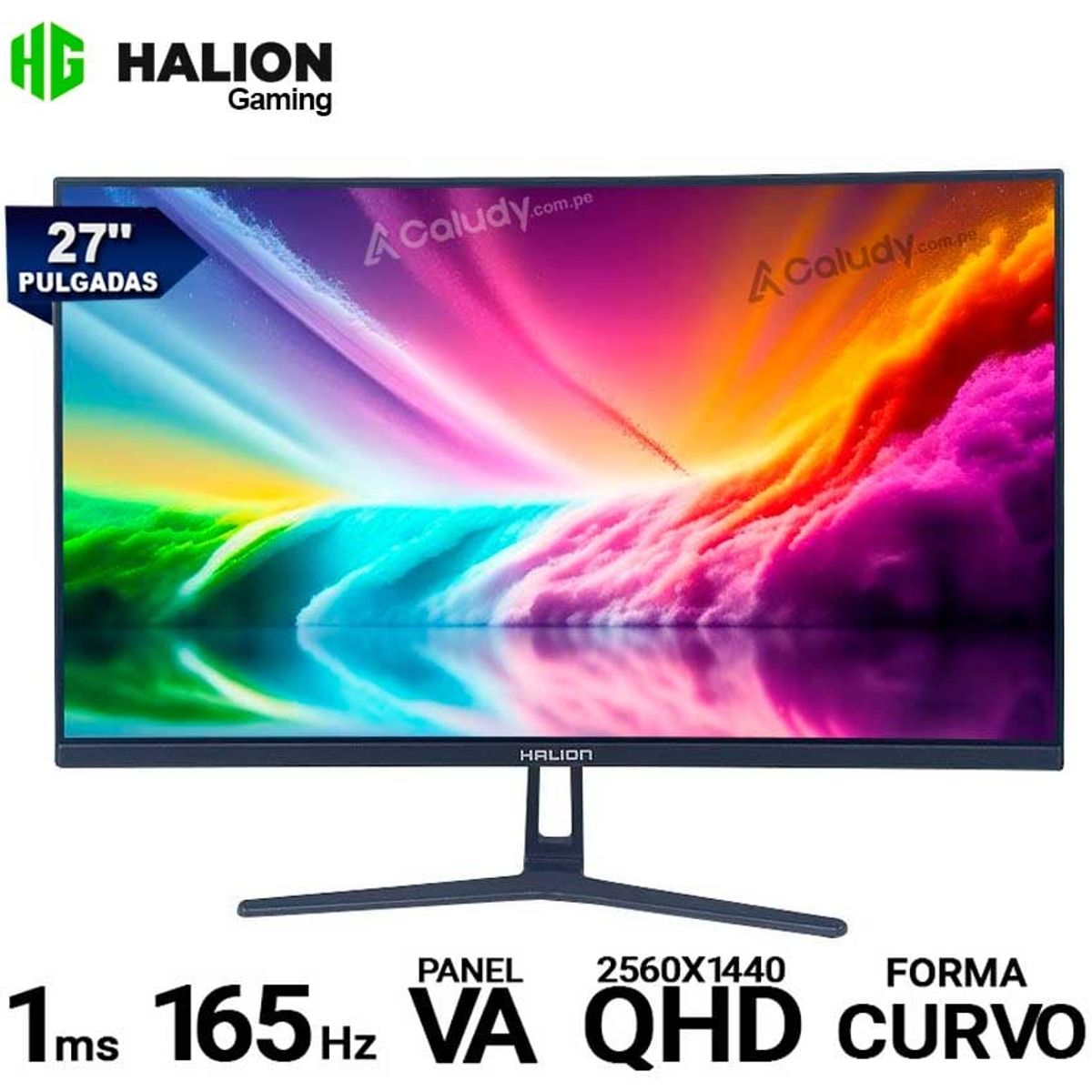 HALION - Monitor Gamer HALION HG 2725QC 27 CURVO VA 2K QHD 165Hz 1ms FreeSync