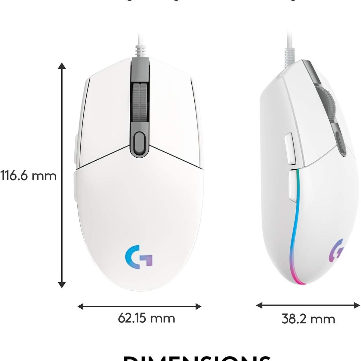 LOGITECH - MOUSE LOGITECH G203 LIGHTSYNC ÓPTICO 8000 DPI RGB BLANCO