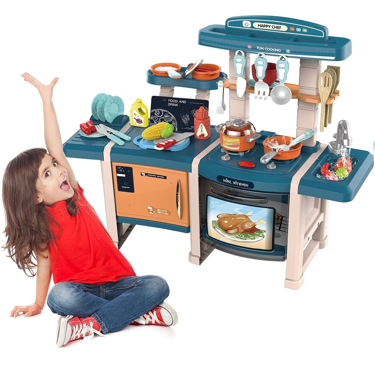 GENERICO - Juego de cocina con luces y sonidos horno y fregadero 45pzs