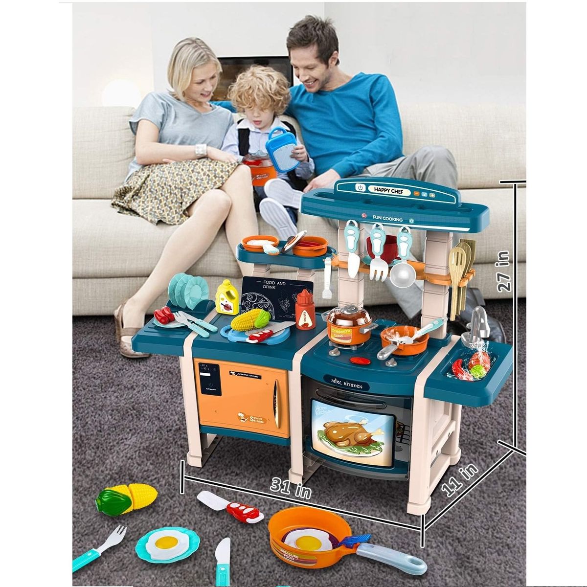 GENERICO - Juego de cocina con luces y sonidos horno y fregadero 45pzs