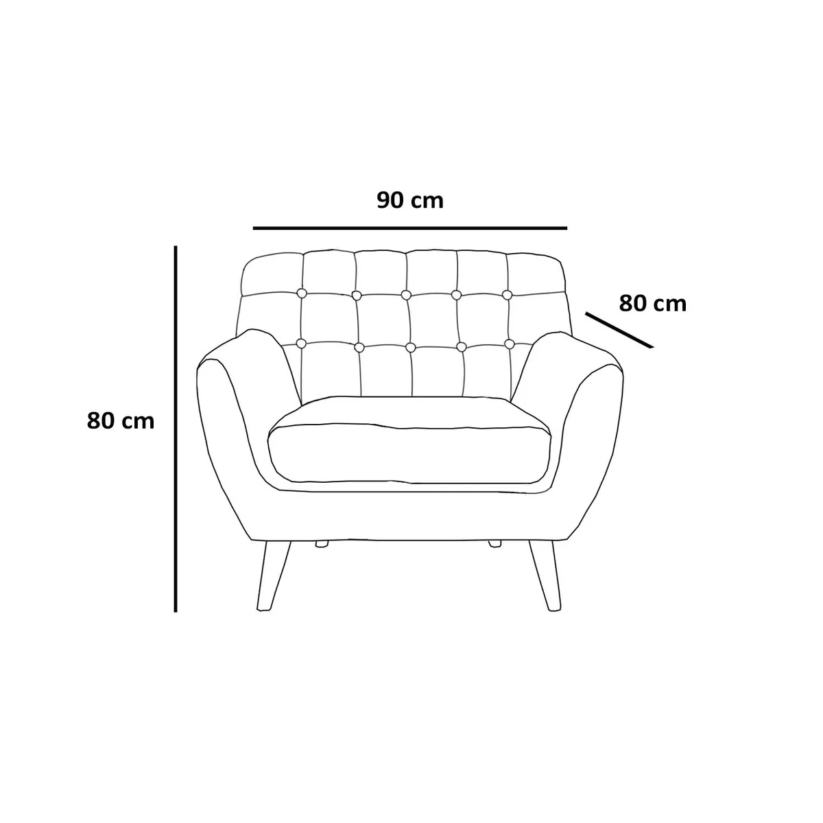 BARAKA HOME - Sofá Vintage Louth 1 Cuerpo - Gris claro