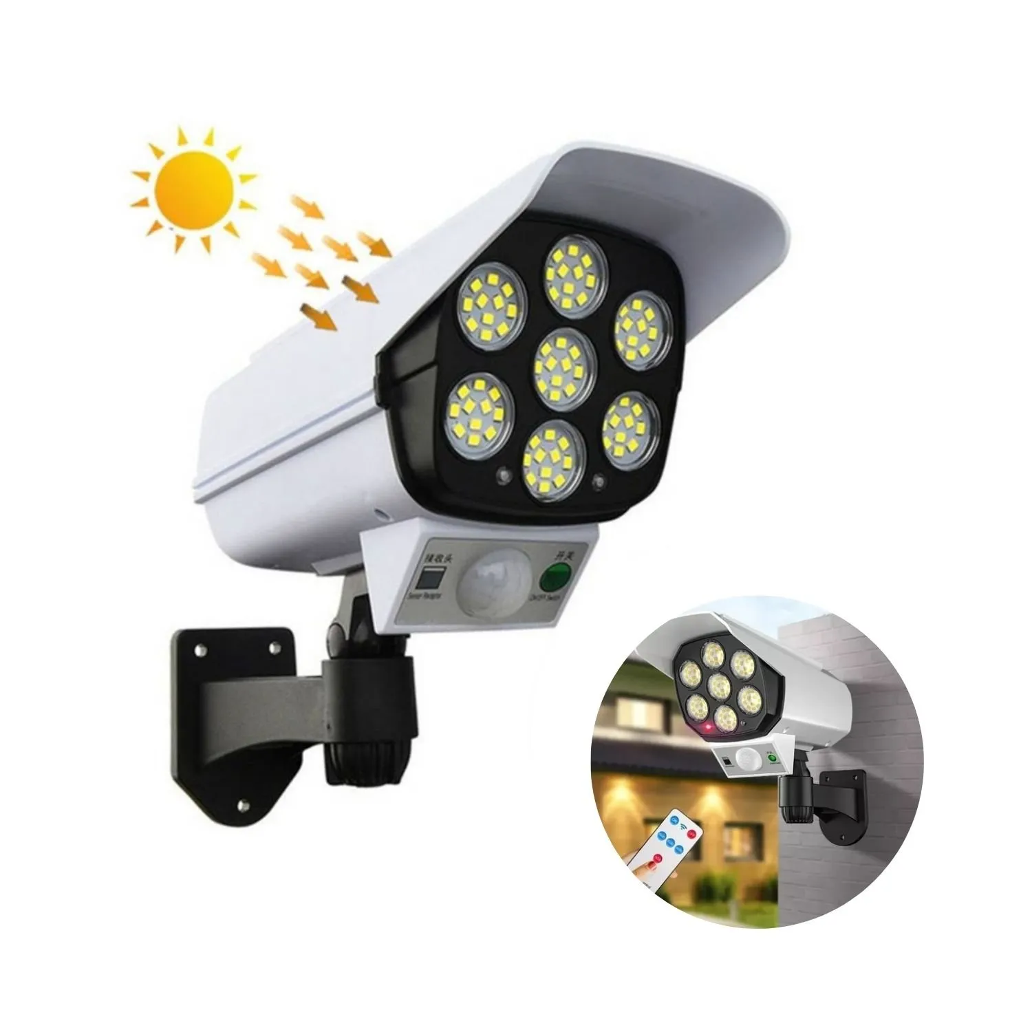 "Foco Solar - Lampara Tipo Camara y Sensor de Movimiento"