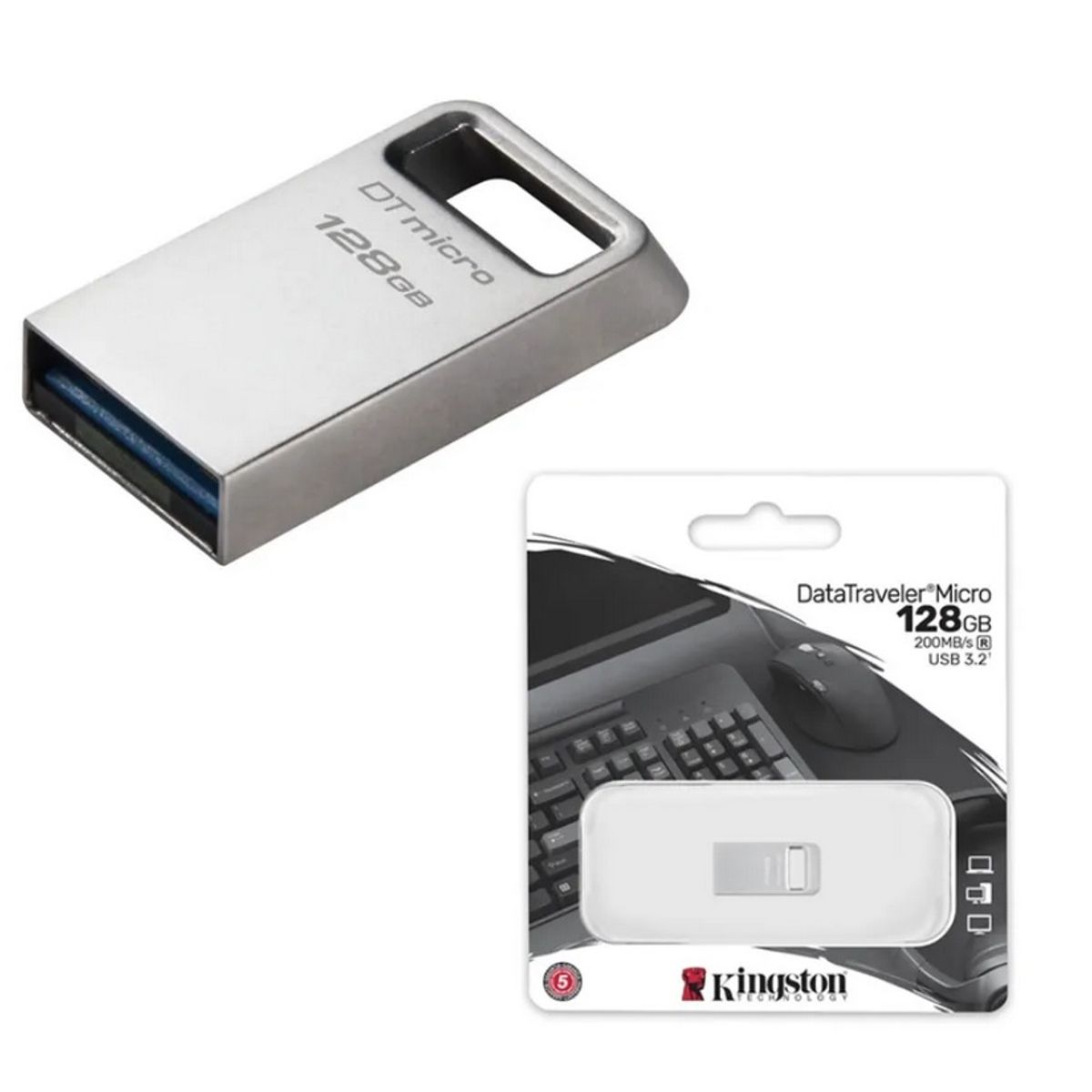 KINGSTON - Memoria Usb 128gb - 3.2 De Metal 200mbs - Original Kingston