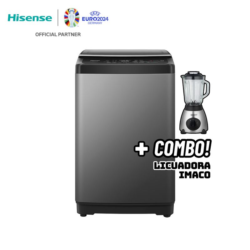 HISENSE - LAVADORA HISENSE SMART FUZZY 10KG CARGA SUPERIOR GRIS - WT3J1023UT + LICUADORA IMACO