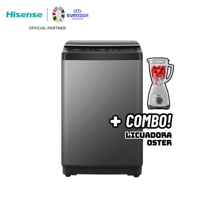 HISENSE - LAVADORA HISENSE SMART FUZZY 10KG CARGA SUPERIOR GRIS - WT3J1023UT + LICUADORA OSTER BLANCA